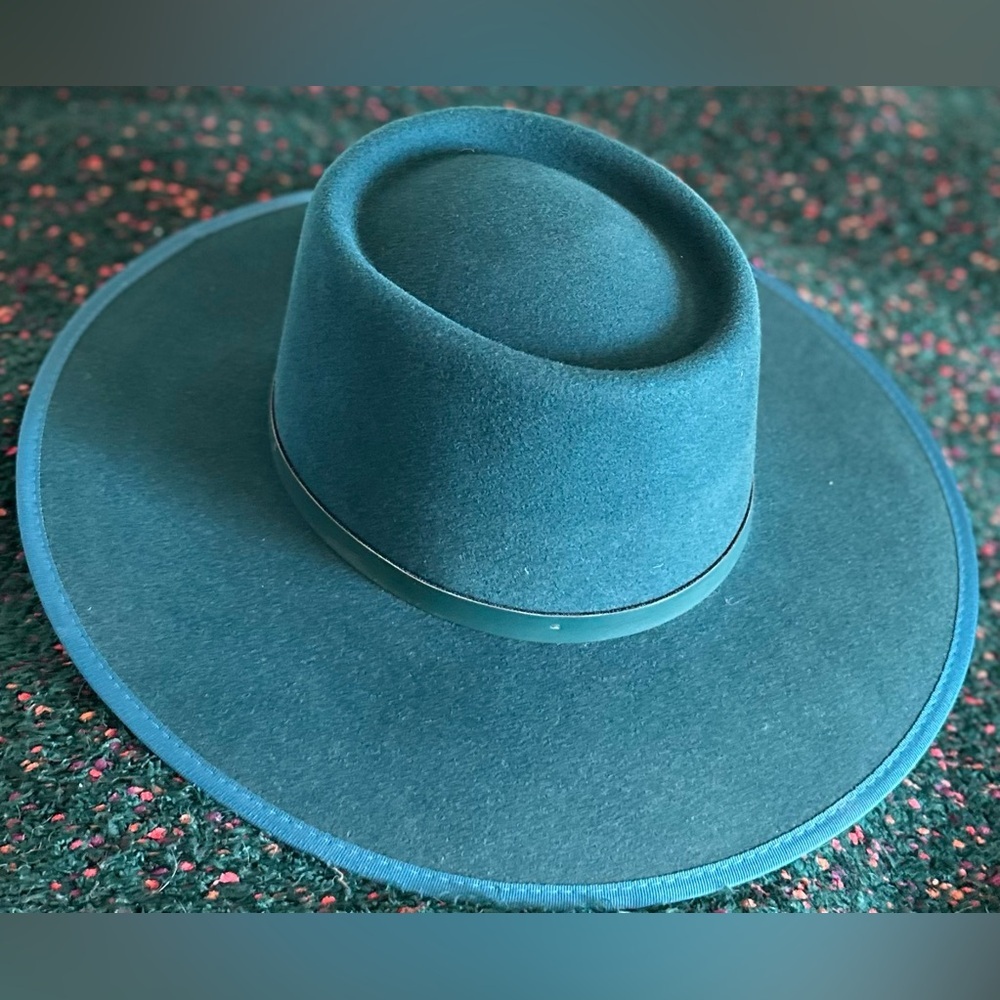‼️RARE‼️🎸WYETH🎸🔥NWT🔥Teal Wide Brim Hat with Black Band - Picture 9 of 16